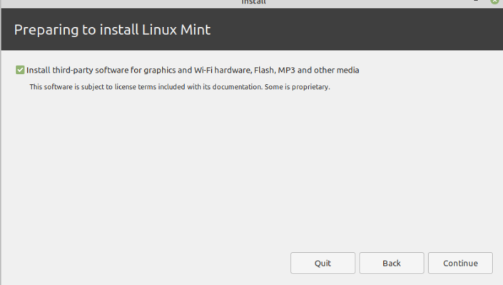 Preparing to install Linux Mint